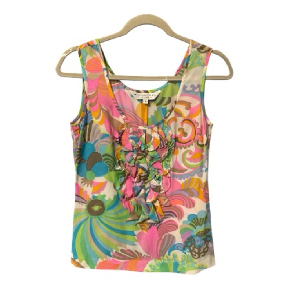 Trina Turk Silk Ruffled Front Top Size P (00-0)